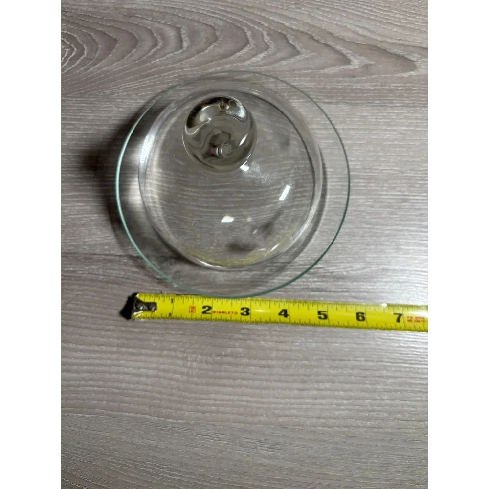 Vintage Etched Glass Butter Dish with Domed Cloche Lid Floral Clear 2 Piece Set